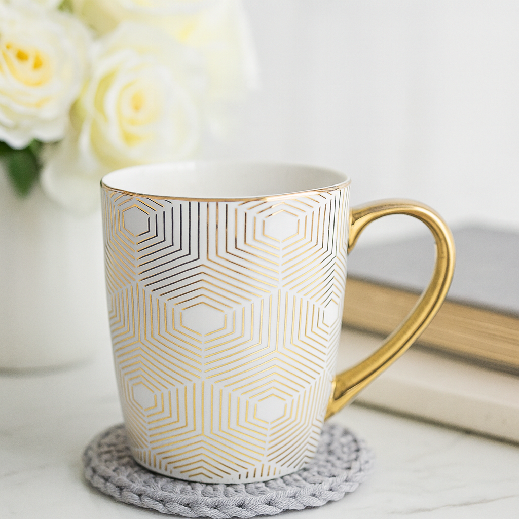 taza c/detalles dorados x6