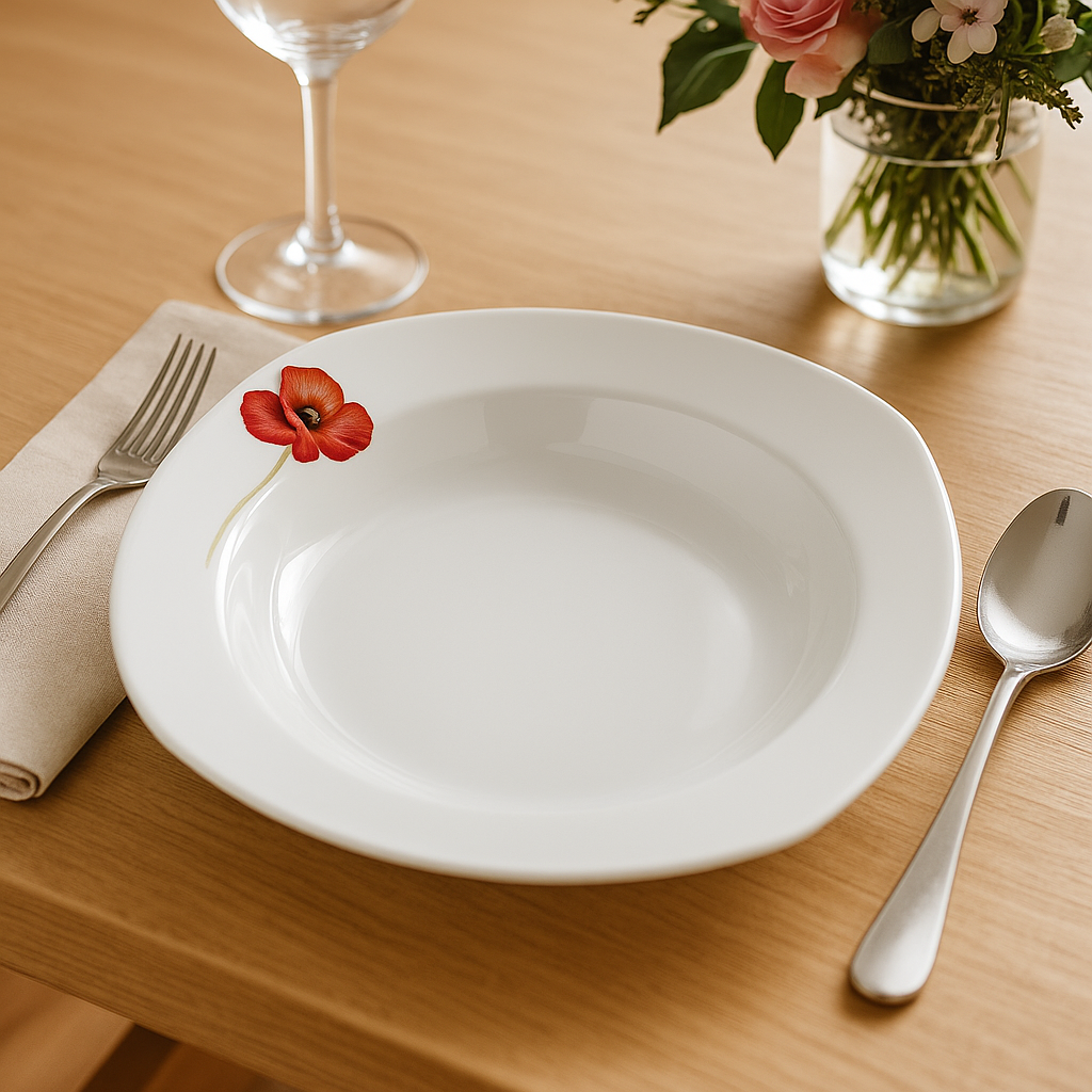 plato hondo amapola cuadrado x6