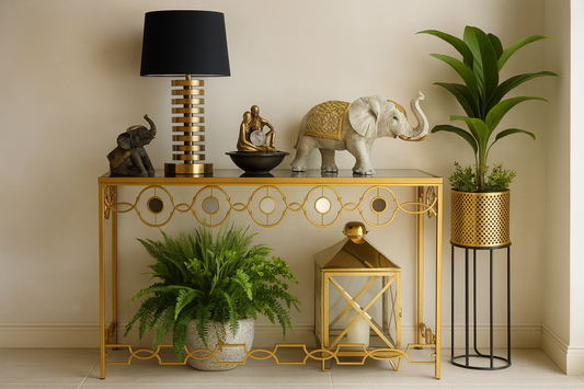 Mesa de arrime dorado