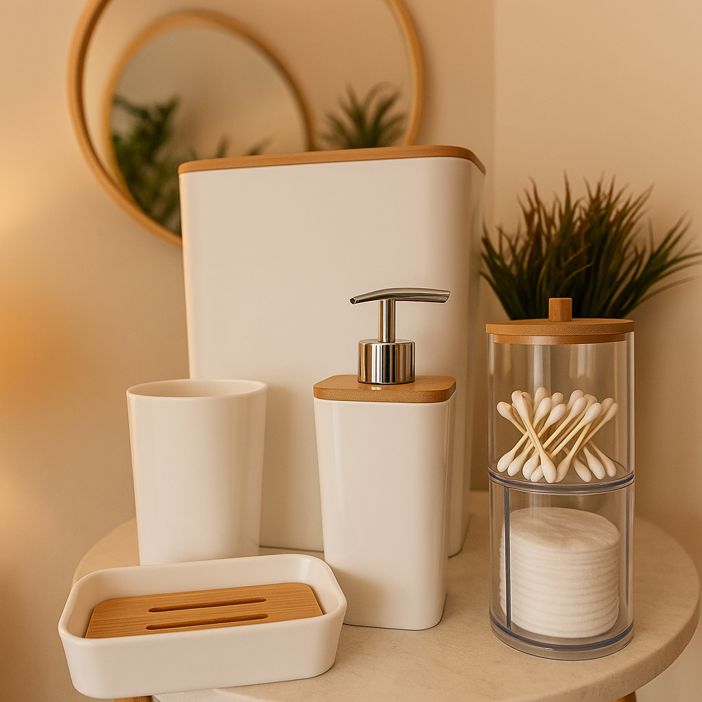 set de baño x4 piezas C/ bambu